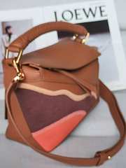 Kitlife Loewe Brown Leather Patchwork Puzzle Bag 24x10x14cm - 6