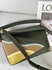 Kitlife Loewe Green Leather Patchwork Puzzle Bag 24x10x14cm  - 5