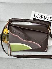 Kitlife Loewe Dark Brown Leather Patchwork Puzzle Bag 24x10x14cm - 1