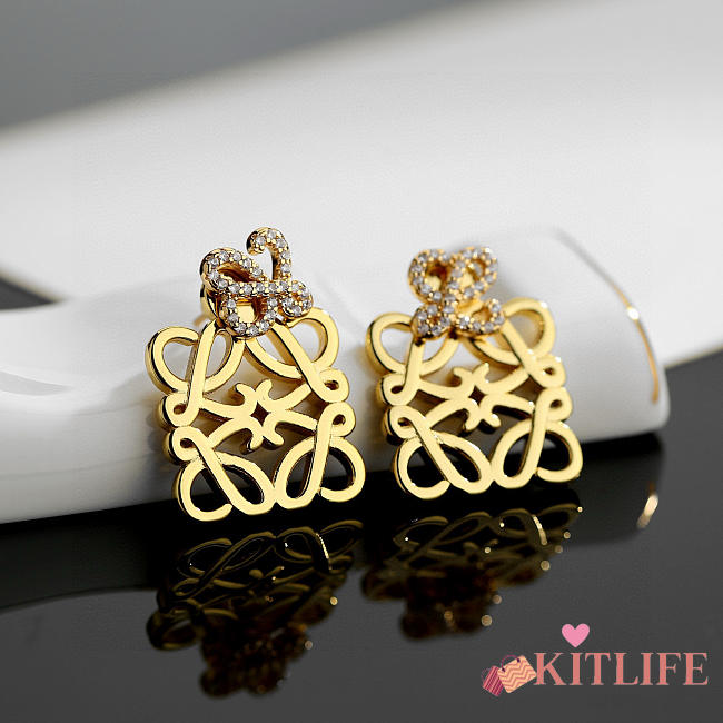 Kitlife Loewe Gold Diamond Earrings  - 1