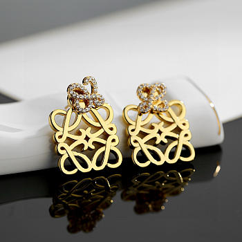 Kitlife Loewe Gold Diamond Earrings 