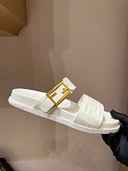 Kitlife Fendi Feel White Nappa Leather Slides - 5