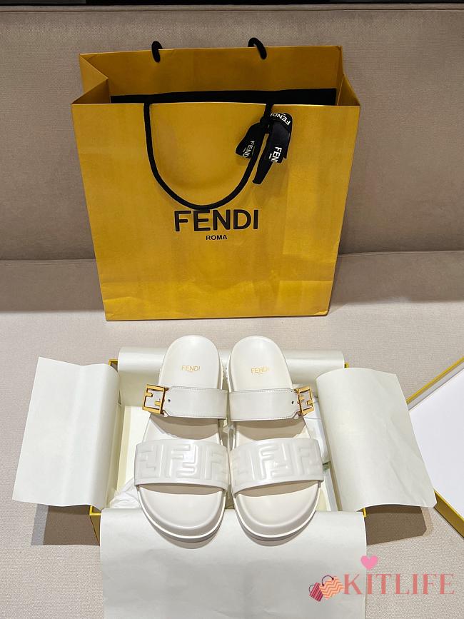 Kitlife Fendi Feel White Nappa Leather Slides - 1
