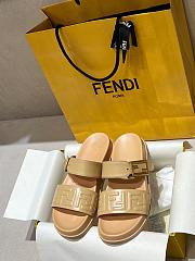 Kitlife Fendi Feel Beige Nappa Leather Slides - 1