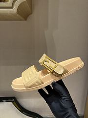 Kitlife Fendi Feel Beige Nappa Leather Slides - 5