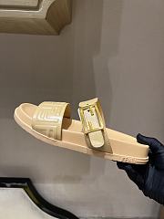 Kitlife Fendi Feel Beige Nappa Leather Slides - 4