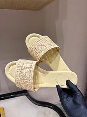 Kitlife Fendi Natural Raffia Flat Slides  - 5