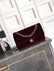 Kitlife Chanel Classic Velvet Bag in Burgundy 25.5cm - 1
