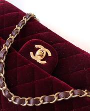 Kitlife Chanel Classic Velvet Bag in Burgundy 25.5cm - 3