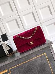 Kitlife Chanel Classic Velvet Bag in Red 25.5cm - 1