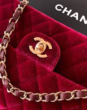 Kitlife Chanel Classic Velvet Bag in Red 25.5cm - 3