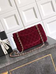 Kitlife Chanel Classic Velvet Bag in Red 25.5cm - 2