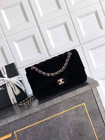 Kitlife Chanel Classic Velvet Bag in Black 25.5cm