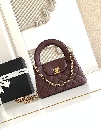 Kitlife Chanel 25C Kelly Handle Bag Dark Brown AS4416 13x19x7cm