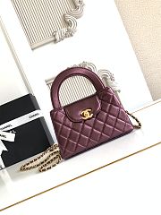 Kitlife Chanel 25C Kelly Handle Bag Metallic Burgundy Calfskin AS4416 13x19x7cm  - 1