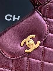 Kitlife Chanel 25C Kelly Handle Bag Metallic Burgundy Calfskin AS4416 13x19x7cm  - 5