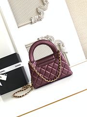 Kitlife Chanel 25C Kelly Handle Bag Metallic Burgundy Calfskin AS4416 13x19x7cm  - 3