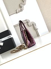 Kitlife Chanel 25C Kelly Handle Bag Metallic Burgundy Calfskin AS4416 13x19x7cm  - 2