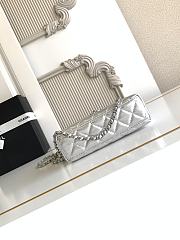 Kitlife Chanel 25C Kelly Handle Bag Metallic Silver Calfskin AS4416 13x19x7cm - 6