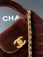 Kitlife Chanel 25C Kelly Handle Bag Dark Brown Velvet AS4416 13x19x7cm - 6