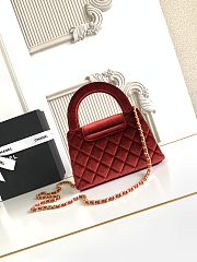 Kitlife Chanel 25C Kelly Handle Bag Dark Red Velvet AS4416 13x19x7cm - 3