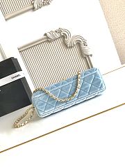 Kitlife Chanel 25C Kelly Handle Bag Blue Velvet AS4416 13x19x7cm - 5