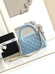 Kitlife Chanel 25C Kelly Handle Bag Blue Velvet AS4416 13x19x7cm - 3