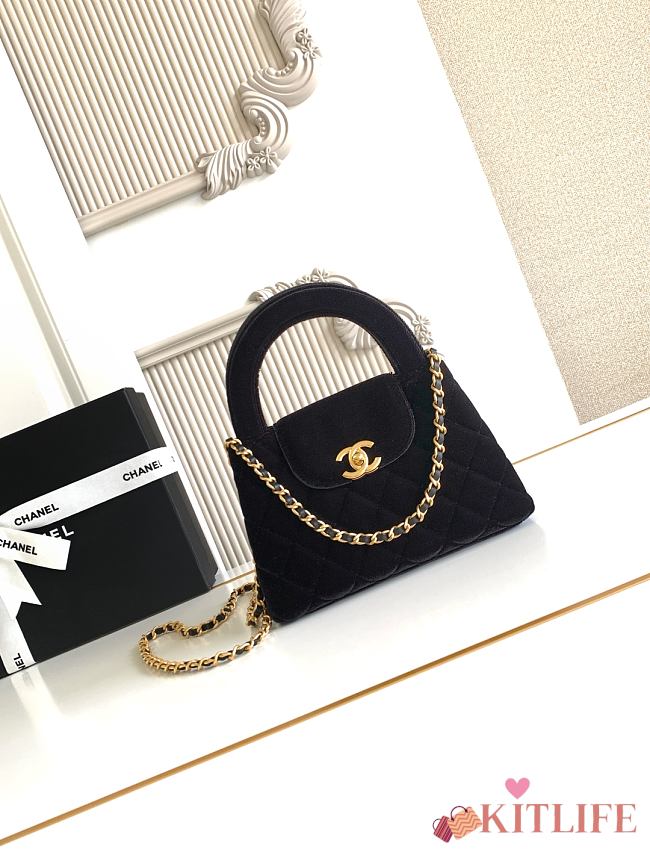 Kitlife Chanel 25C Kelly Handle Bag Black Velvet AS4416 13x19x7cm - 1