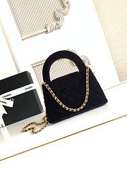 Kitlife Chanel 25C Kelly Handle Bag Black Velvet AS4416 13x19x7cm - 6