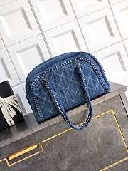 Kitlife Chanel Boston Bowling Bag Blue Denim 33x20.5x15cm - 6