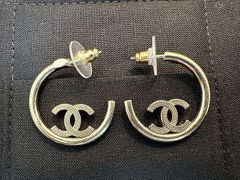 Kitlife Chanel Metal-Textured Cc-Hoop Earrings Gold