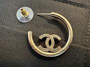 Kitlife Chanel Metal-Textured Cc-Hoop Earrings Gold - 3