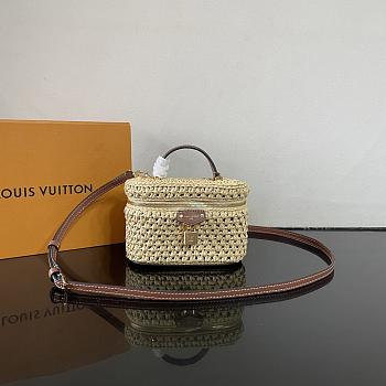 Kitlife Louis Vuitton Vanity Chain Pouch Handbag Raffia Beige M14303 19x11.5x6.5cm