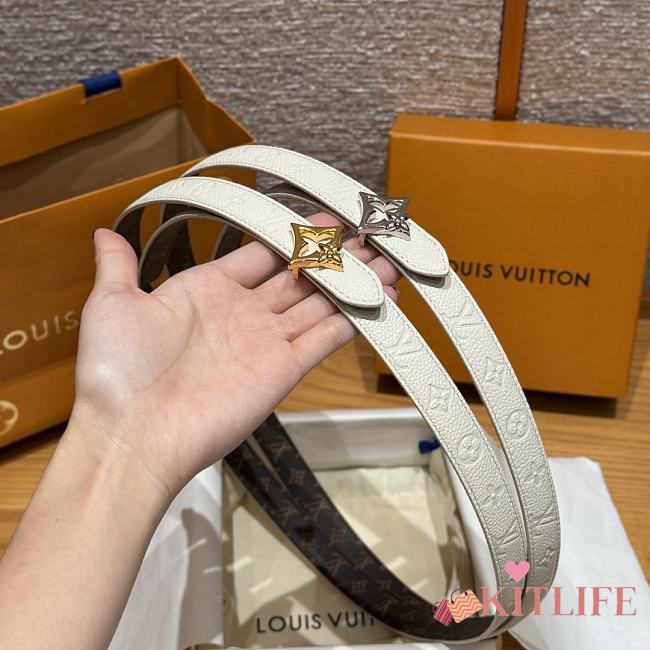 Kitlife Louis Vuitton Flowergram Belt White With Gold / Silver Buckle 20mm - 1