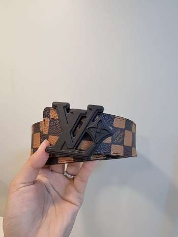 Kitlife Louis Vuitton Flower Damier Phriendship Reversible Belt Brown With Black Buckle 40mm