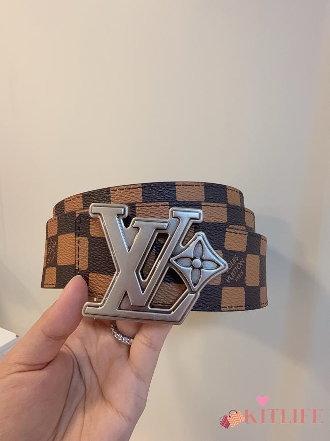 Kitlife Louis Vuitton Flower Damier Phriendship Reversible Belt Brown With Silver Buckle 40mm - 1