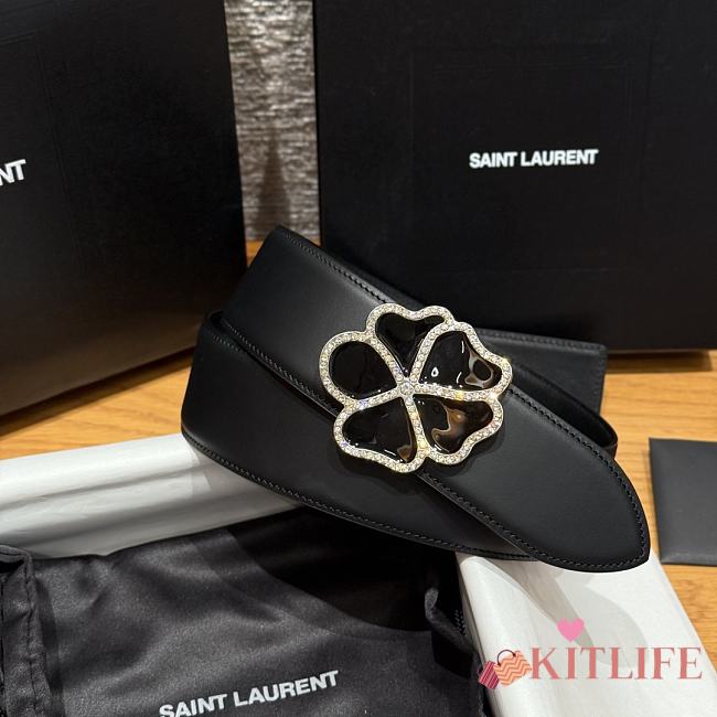 Kitlife Saint Laurent Women Belt Black With Charm 45mm - 1