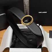 Kitlife Saint Laurent Black Leather Belt With Cabochon 45mm - 6