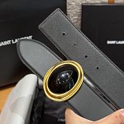 Kitlife Saint Laurent Black Leather Belt With Cabochon 45mm - 3