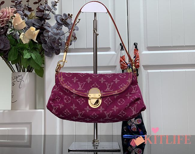 Kitlife Louis Vuitton Mini Pleaty Shoulder Bag Pink Monogram Denim M95050 26x15x9cm - 1