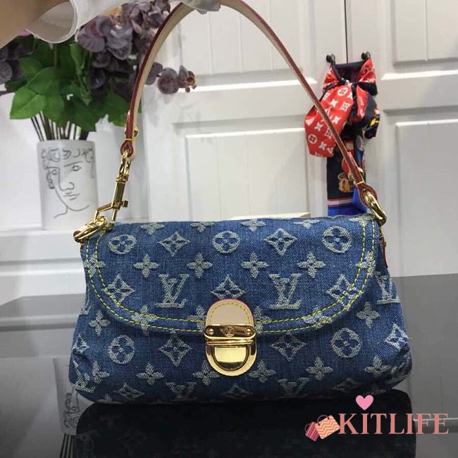 Kitlife Louis Vuitton Mini Pleaty Shoulder Bag Blue Monogram Denim M95050 26x15x9cm - 1