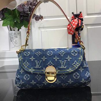 Kitlife Louis Vuitton Mini Pleaty Shoulder Bag Blue Monogram Denim M95050 26x15x9cm