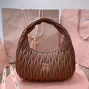 Kitlife Miu Miu Wander Matelassé Brown Nappa Leather Hobo Bag 29x24x10cm - 1