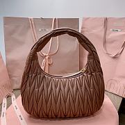 Kitlife Miu Miu Wander Matelassé Brown Nappa Leather Hobo Bag 29x24x10cm - 3