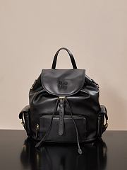 Kitlife Miu Miu Black Leather Backpack 25x29.5x12.5cm - 1