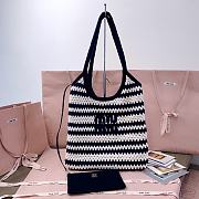 Kitlife Miu Miu Woven Tote Bag White & Dark Blue 5BG231 35x40 cm  - 1