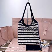 Kitlife Miu Miu Woven Tote Bag White & Dark Blue 5BG231 35x40 cm  - 4