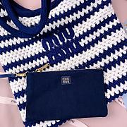 Kitlife Miu Miu Woven Tote Bag White & Dark Blue 5BG231 35x40 cm  - 3