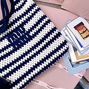 Kitlife Miu Miu Woven Tote Bag White & Dark Blue 5BG231 35x40 cm  - 2