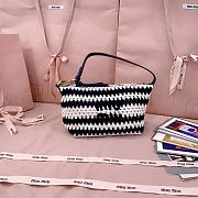 Kitlife Miu Miu Crochet Pouch White & Dark Blue 5NE841 25.5x14x10cm - 1